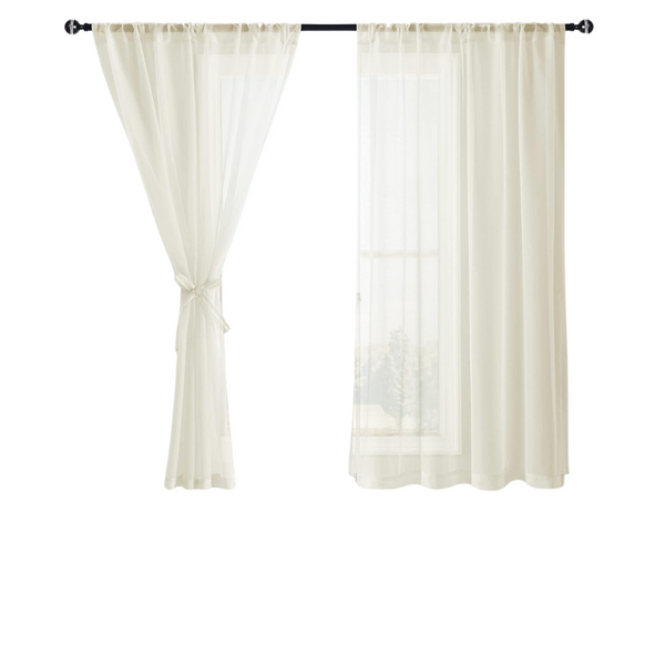 2 Panels Hiasan Rod Pocket Light Filtering Sheer Curtains (45"L x 52"W)
