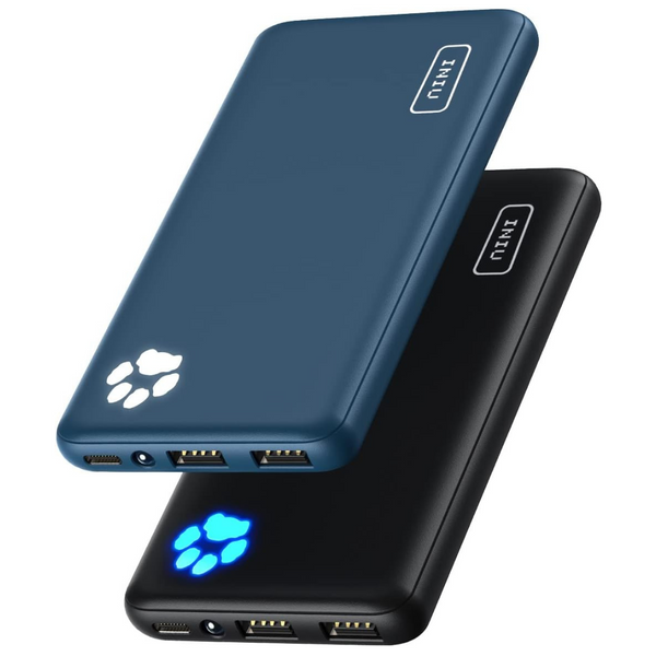 2-Pack INIU 10000mAh Triple 3A USB C Slim Power Bank Chargers