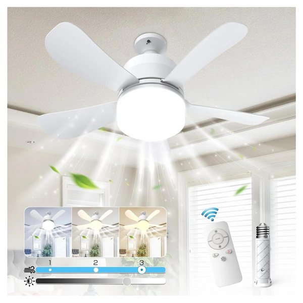 BENIFCAY Socket Fan Ceiling Fans with Lights