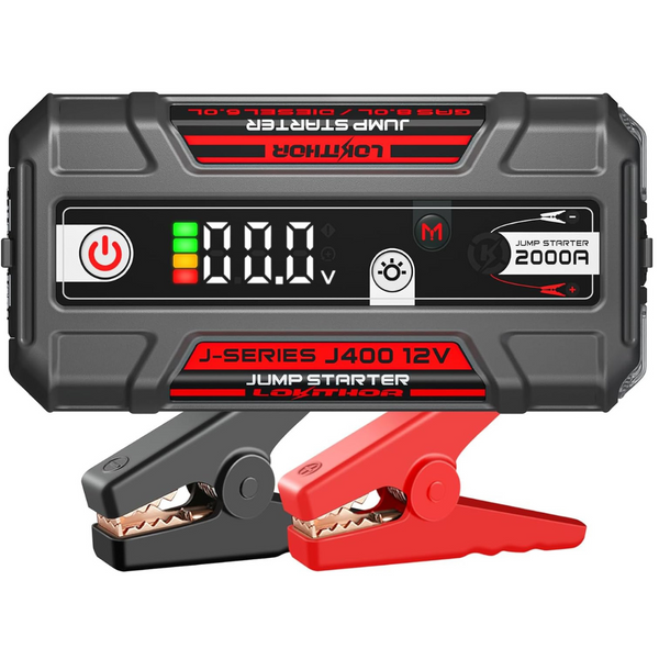 Lokithor J400R 2000A 12V Car Jump Starter with Jumper Cables