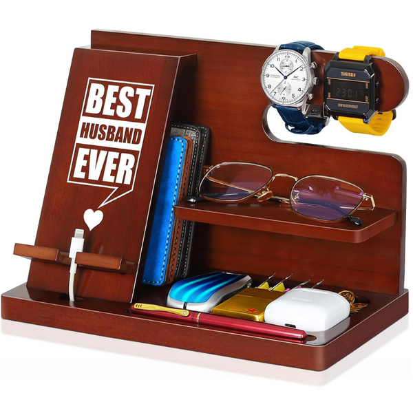 Prinluck Wood Phone Docking Station Gifts for Him