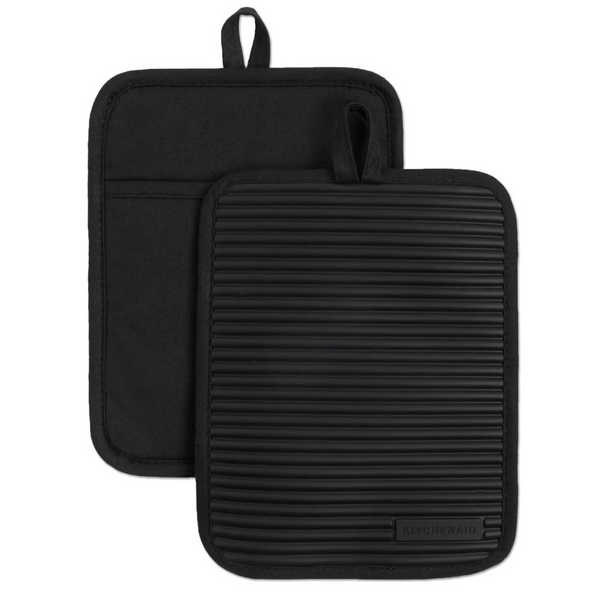 Set of 2 KitchenAid Ribbed Soft Silicone Water Resistant Pot Holder Set