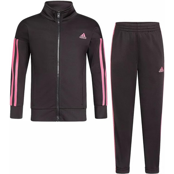 adidas Girls Zip Front Classic Tricot Jacket and Joggers Set