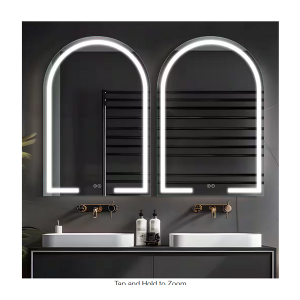 Neutype 26" x 38" Arched Frameless Bathroom Wall Vanity Mirror