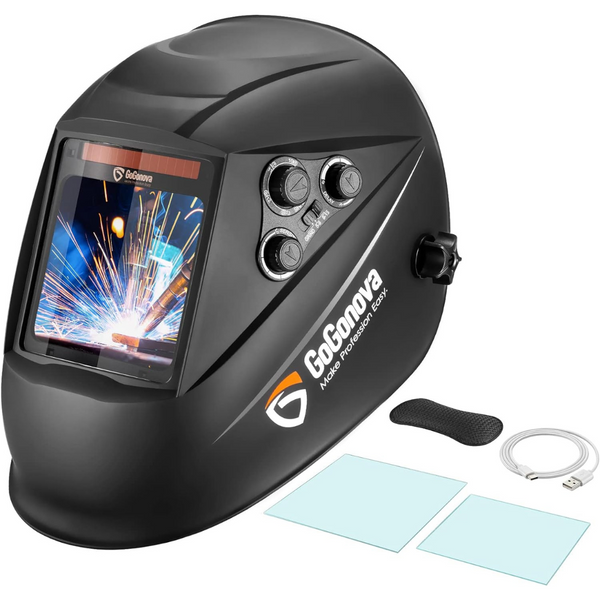 GoGonova (3.94"x3.82") Auto Darkening Solar/Battery Powered Welder Mask