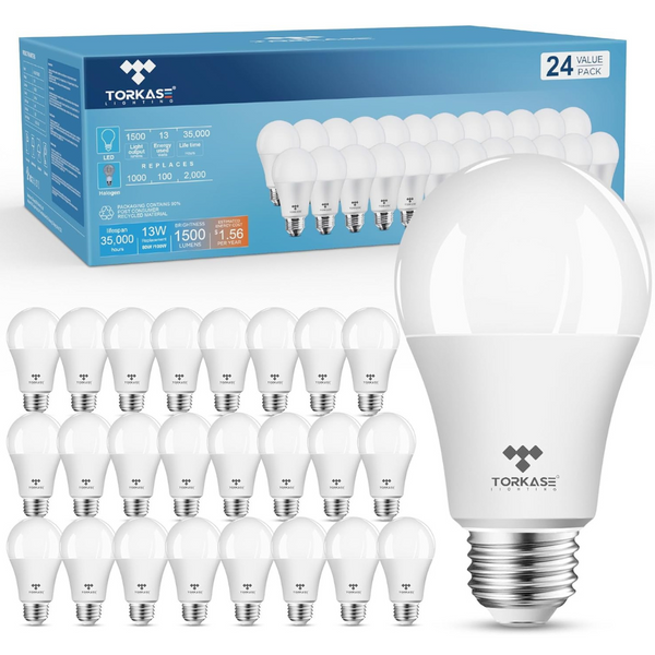 24-Pack 13W 1500lm 2700K Soft White A19 LED Light Bulbs