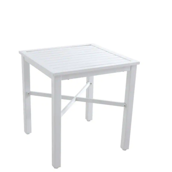 26" Mix and Match Lattice White Square Metal Patio Bistro Table