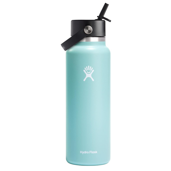 40oz Hydro Flask Stainless Steel Wide Mouth Water Bottle w/Flex Straw Lid