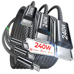 3-Pack LISEN 240W USB-C to USB-C 2.0 Cables