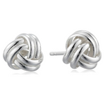 Sterling Silver Plated Thick Love Knot Post Earrings