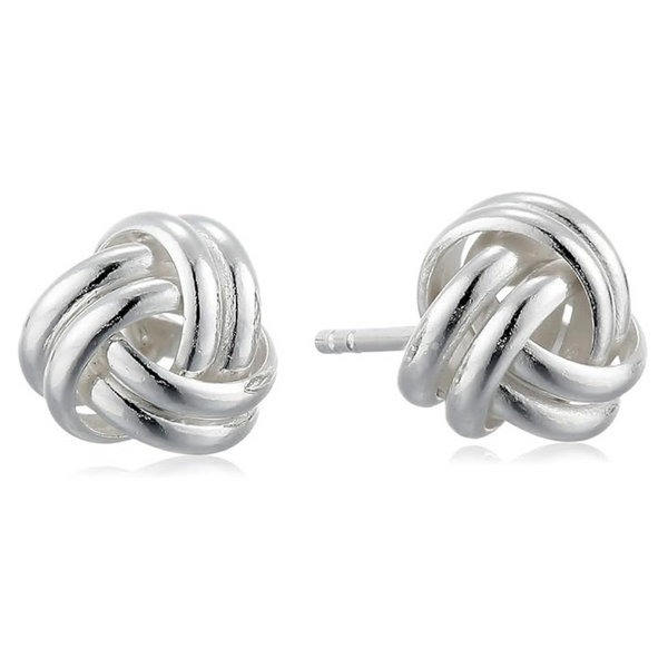 Sterling Silver Plated Thick Love Knot Post Earrings