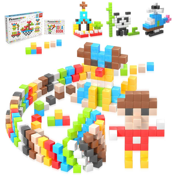 Picassotiles 108 Piece Magnetic Blocks Building Cubes
