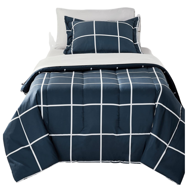 Amazon Basics 5 Piece Lightweight Microfiber Bed-In-A-Bag Comforter Bedding Set (Twin/Twin XL)