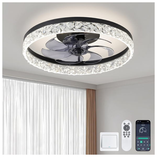 Mcestna Smart Modern Flush Mount Ceiling Fans With Lights (4 colors)