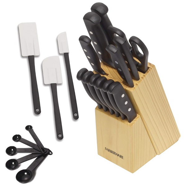 22-Piece Farberware Knife Block And Kitchen Tool Set