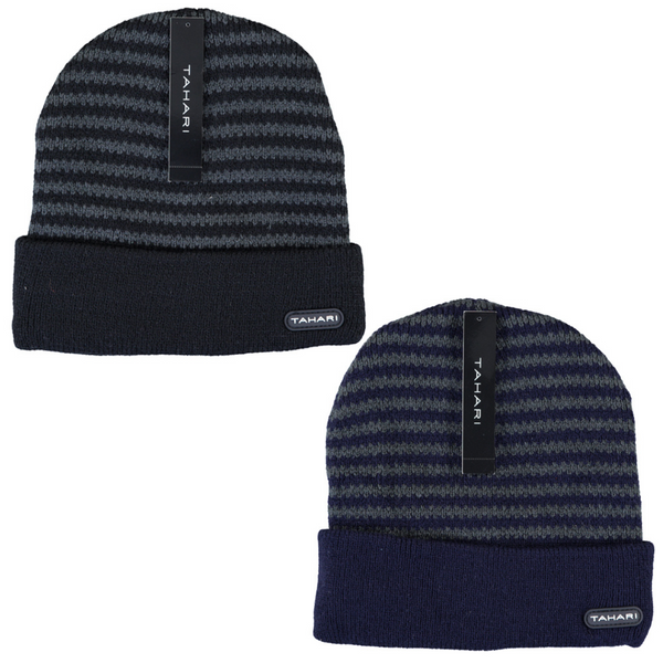 2-Pack Tahari Cuffed Knit Winter Beanie Ski Hat Insulated With Faux Fur
