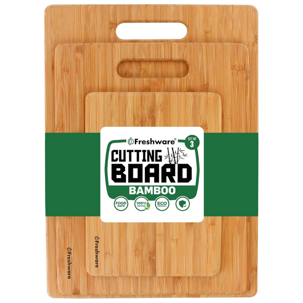 3-Piece Freshware Bamboo Cutting Boards With Handles
