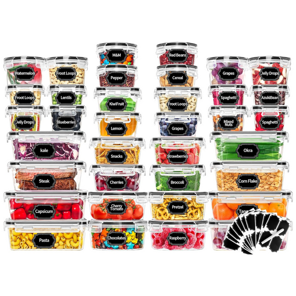72-Piece Skroam Food Storage Containers Set With Airtight Lids