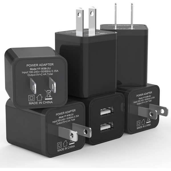 6-Pack 2.4a USB Port Cube Power Wall Plug Adapter