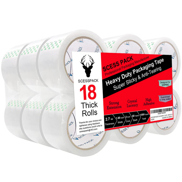 18-Piece Scesspack 2.7mil Heavy Duty Clear Packaging Tape