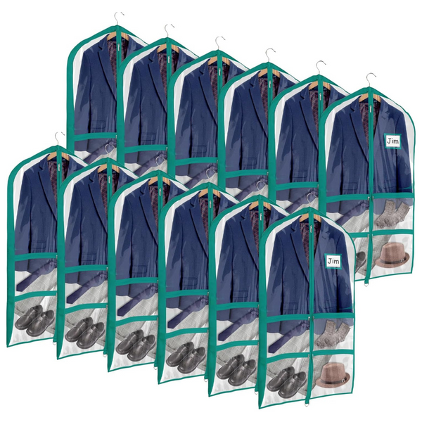 12-Pack Univivi Clear Blue-green PVC Dance Costume Bags W/Zipper Pockets