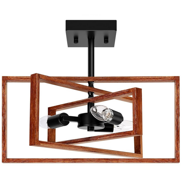 Sucolite 3-Light Farmhouse Semi Flush Mount Ceiling Fixture Lights