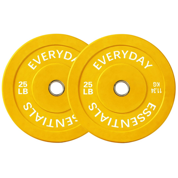 BalanceFrom 25 lbs Pair Olympic Bumper Plate Weight Plate With Steel Hub