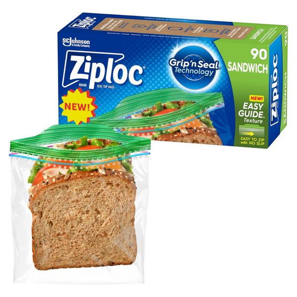 90-Count Ziploc Sandwich And Snack Bags For On The Go Freshness