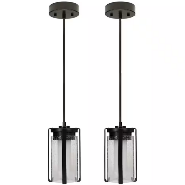 2-Pack Eti Matte Black Integrated LED Pendant Light