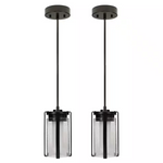 2-Pack ETi Matte Black Integrated LED Pendant Light