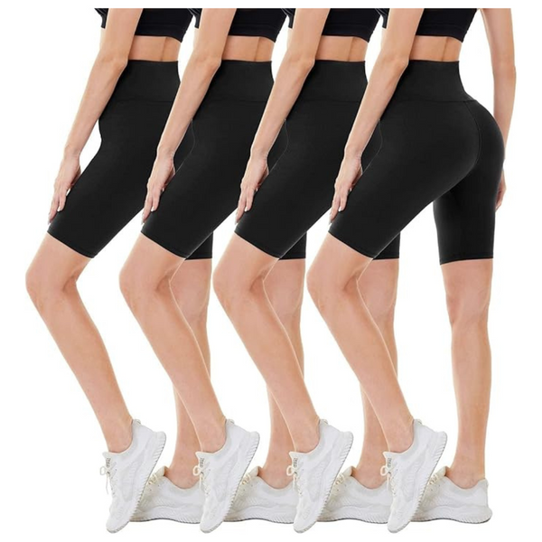 Save 50% 4-Pack Women's Ribbed Seamless Tummy Control Biker Shorts