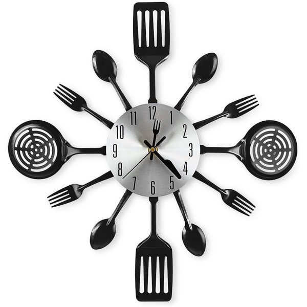 Cigera 16" Large Kitchen Wall Clocks With Spoons And Forks (3 Colors)