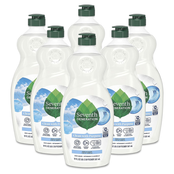 6-Pack Seventh Generation Dish Soap Liquid Free Clear, 19 Fl Oz