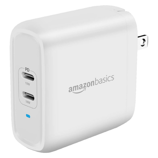 Amazon Basics 36W Two-Port USB-C Wall Charger With PD