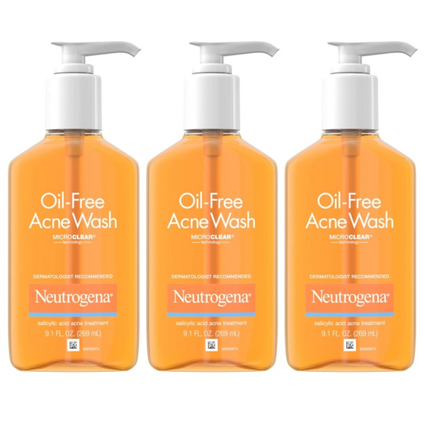 3-Pack Neutrogena Oil-Free Acne Face Wash (9.1 Fl. Oz)