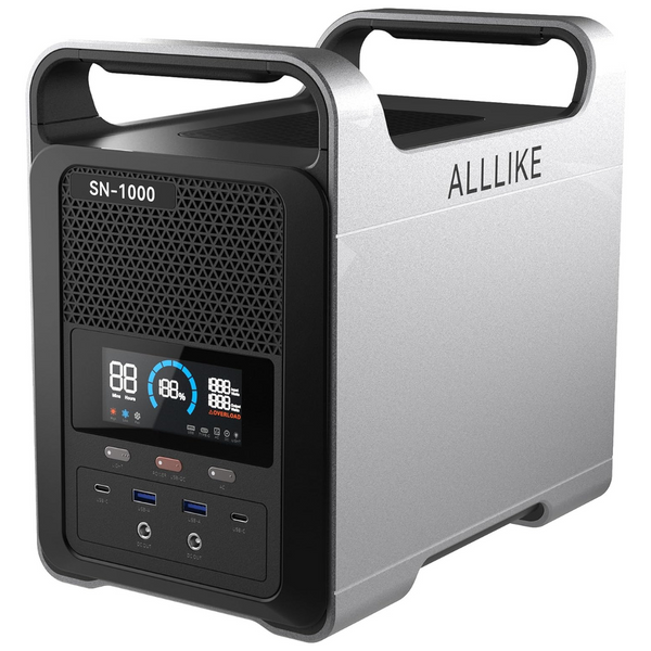 ALLLIKE 1000W 1037Wh Portable Solar Generator Power Station