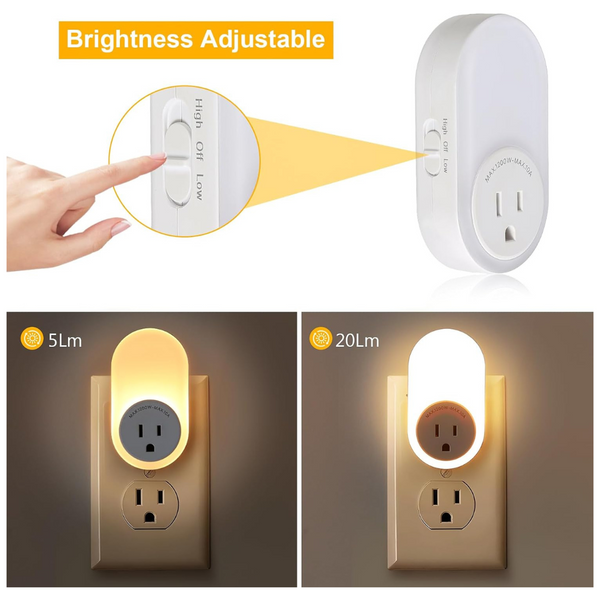 2-Pack Dawnrise Adjustable Plug-In Dusk to Dawn Sensor Night Lights