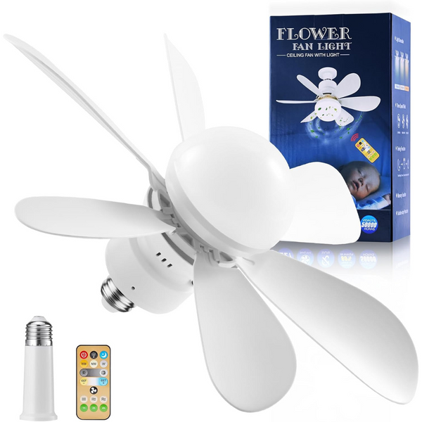 Socket Ceiling Fans W/ Lights & Remote/Socket Extender (2 Colors)