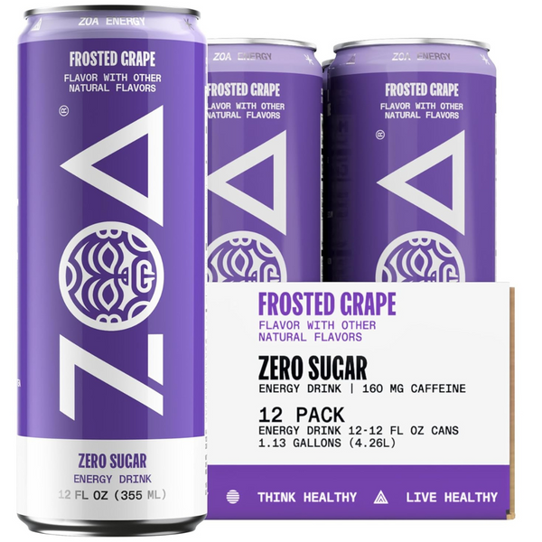 12-Pack Zoa Frosted Grape Zero Sugar Energy Drinks (12 Fl Oz)