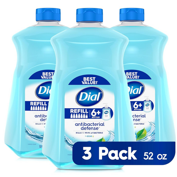 3-Pack 52oz Dial Antibacterial Liquid Hand Soap Refill