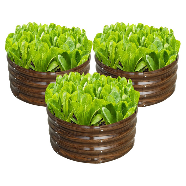 3-Pack SnugNiture 2ft x 2ft x 1ft Round Outdoor Garden Bed Kit