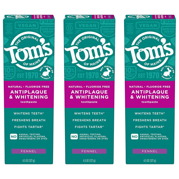 3-Pack Tom's Of Maine Fennel Antiplaque And Whitening Toothpaste, 4.5 Oz