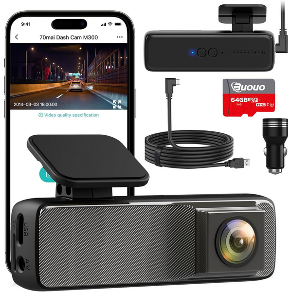 Buouo 2K 1440p Night Vision WiFi Car Dash Camera With App