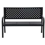 Mainstays Lattice High Back Slat Seat Steel Outdoor Bench (Black)