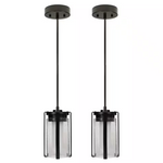 2-Pack ETi Matte Black Integrated LED Pendant Light