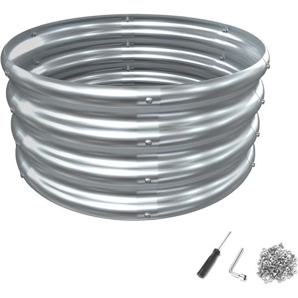 Mofeez Galvanized Raised Silver Garden Bed Kit