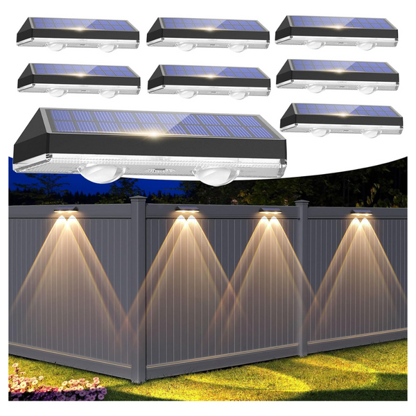 8 Pack Solar Outdoor Waterproof Fence Lights
