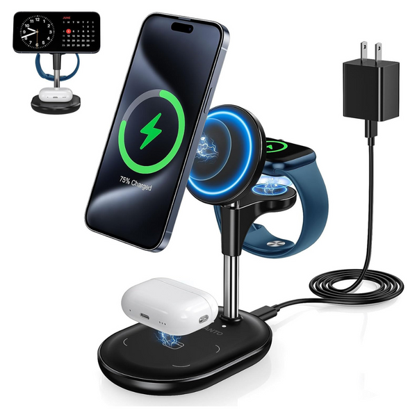 Hevanto 3-In-1 15W Fast Mag-Safe Wireless Charging Station