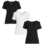 3-Pack Time And Tru Women's V-Neck Tee With Short Sleeves