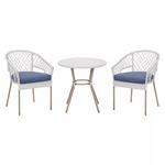 3-Piece StyleWell Fairlake Steel Wicker Outdoor Bistro Set W/ Blue Cushions